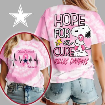 Dallas Cowboys | Premium NFL Breast Cancer Awareness Snoopy Hope For A Cure Shirt