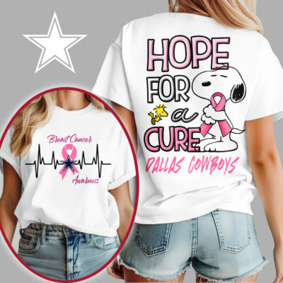 Dallas Cowboys | Premium NFL Breast Cancer Awareness Snoopy Hope For A Cure Shirt