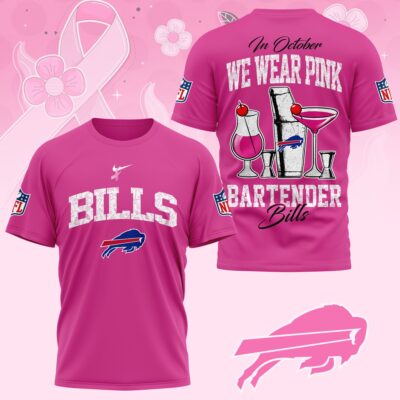 Buffalo Bills |Premium NFL Bartender October Breast Cancer Awareness 3D Shirt