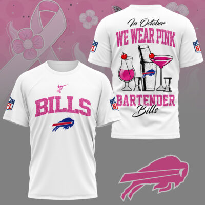 Buffalo Bills |Premium NFL Bartender October Breast Cancer Awareness 3D Shirt