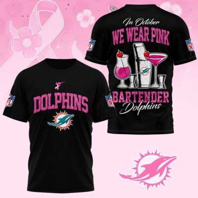 Miami Dolphins |Premium NFL Bartender October Breast Cancer Awareness 3D Shirt
