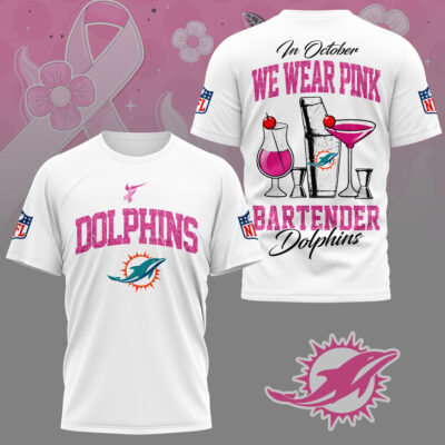 Miami Dolphins |Premium NFL Bartender October Breast Cancer Awareness 3D Shirt