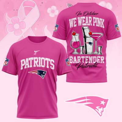 New England Patriots |Premium NFL Bartender October Breast Cancer Awareness 3D Shirt