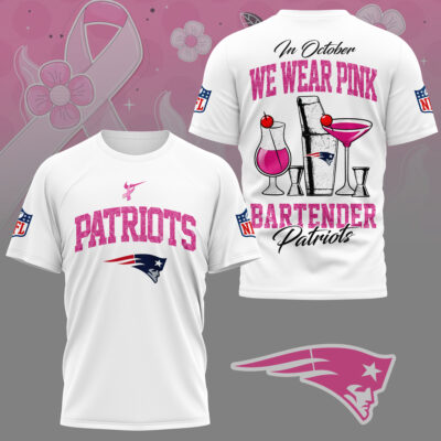 New England Patriots |Premium NFL Bartender October Breast Cancer Awareness 3D Shirt