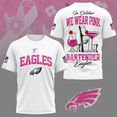 Philadelphia Eagles |Premium NFL Bartender October Breast Cancer Awareness 3D Shirt