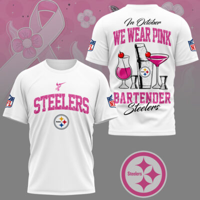 Pittsburgh Steelers |Premium NFL Bartender October Breast Cancer Awareness 3D Shirt