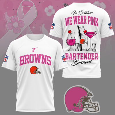 Cleveland Browns |Premium NFL Bartender October Breast Cancer Awareness 3D Shirt