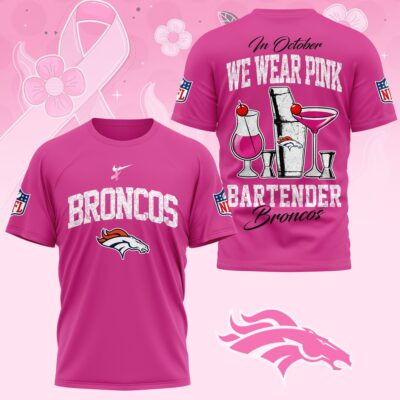 Denver Broncos |Premium NFL Bartender October Breast Cancer Awareness 3D Shirt