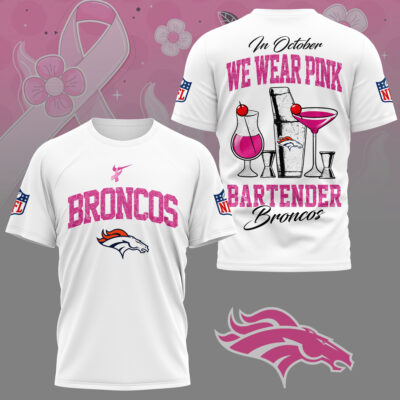 Denver Broncos |Premium NFL Bartender October Breast Cancer Awareness 3D Shirt