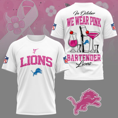 Detroit Lions |Premium NFL Bartender October Breast Cancer Awareness 3D Shirt