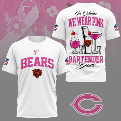 Chicago Bears |Premium NFL Bartender October Breast Cancer Awareness 3D Shirt