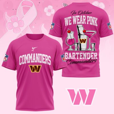 Washington Commanders |Premium NFL Bartender October Breast Cancer Awareness 3D Shirt