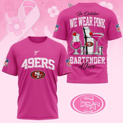 San Francisco 49ers |Premium NFL Bartender October Breast Cancer Awareness 3D Shirt