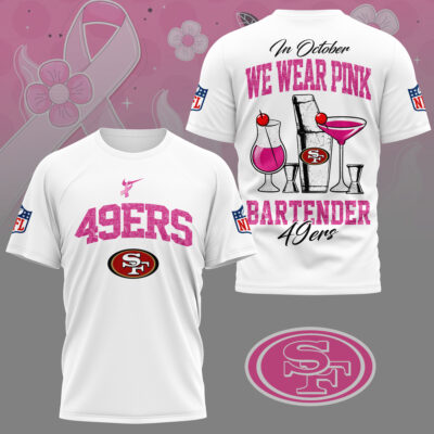 San Francisco 49ers |Premium NFL Bartender October Breast Cancer Awareness 3D Shirt
