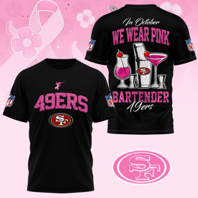 San Francisco 49ers |Premium NFL Bartender October Breast Cancer Awareness 3D Shirt