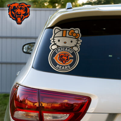 Chicago Bears | Premium NFL Hello Kitty Car Badge Sticker - 12.7*5.6*0.15cm