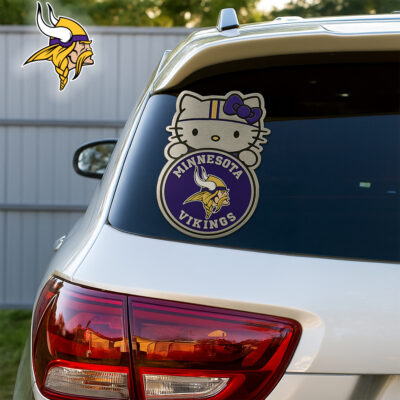 Minnesota Vikings | Premium NFL Hello Kitty Car Badge Sticker