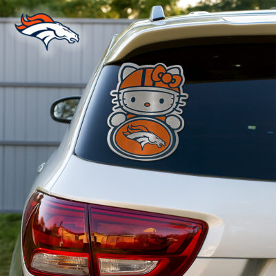 Denver Broncos | Premium NFL Hello Kitty Car Badge Sticker - 9.6*4.3*0.15cm