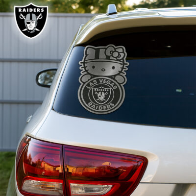 Las Vegas Raiders | Premium NFL Hello Kitty Car Badge Sticker - 12.7*5.6*0.15cm
