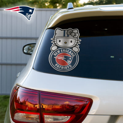 New England Patriots | Premium NFL Hello Kitty Car Badge Sticker - 9.6*4.3*0.15cm