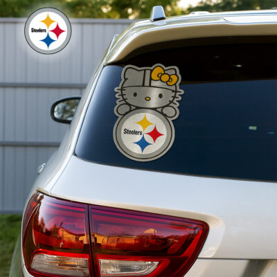 Pittsburgh Steelers | Premium NFL Hello Kitty Car Badge Sticker - 12.7*5.6*0.15cm
