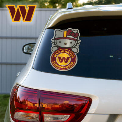 Washington Commanders | Premium NFL Hello Kitty Car Badge Sticker - 9.6*4.3*0.15cm