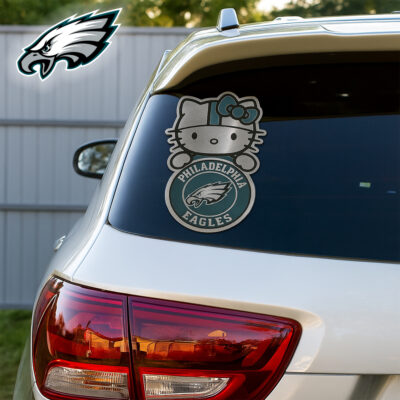 Philadelphia Eagles | Premium NFL Hello Kitty Car Badge Sticker - 10*4*0.15cm