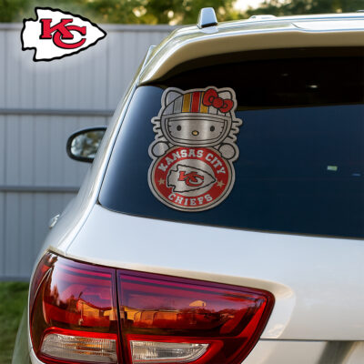 Kansas City Chiefs | Premium NFL Hello Kitty Car Badge Sticker - 9.6*4.3*0.15cm