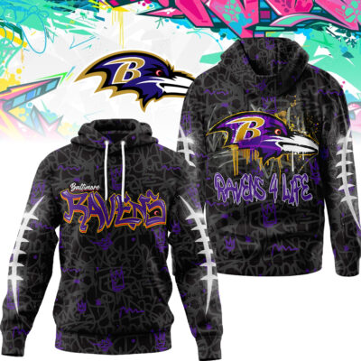 Baltimore Ravens | Premium NFL Special Graffiti My Team 4 Life Hoodie