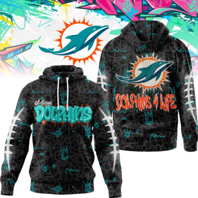 Miami Dolphins | Premium NFL Special Graffiti My Team 4 Life Hoodie