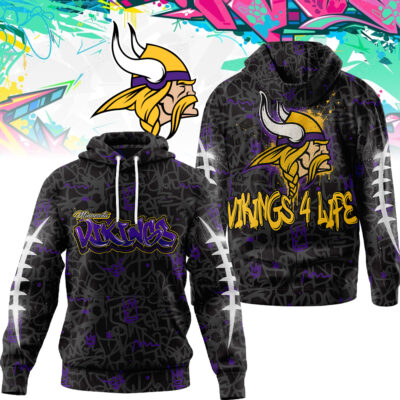 Minnesota Vikings | Premium NFL Special Graffiti My Team 4 Life Hoodie