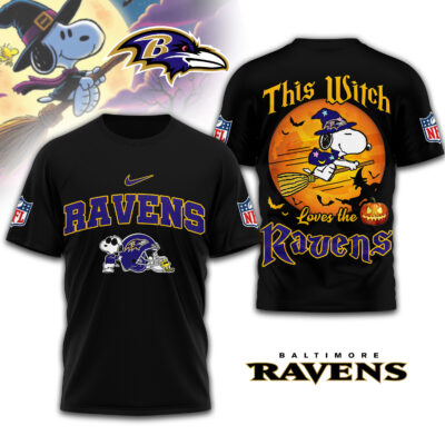 Baltimore Ravens | Premium NFL Snoopy Witch Tshirt - XL