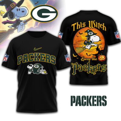 Green Bay Packers | Premium NFL Snoopy Witch Tshirt - S