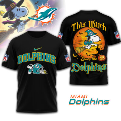 Miami Dolphins | Premium NFL Snoopy Witch Tshirt - M