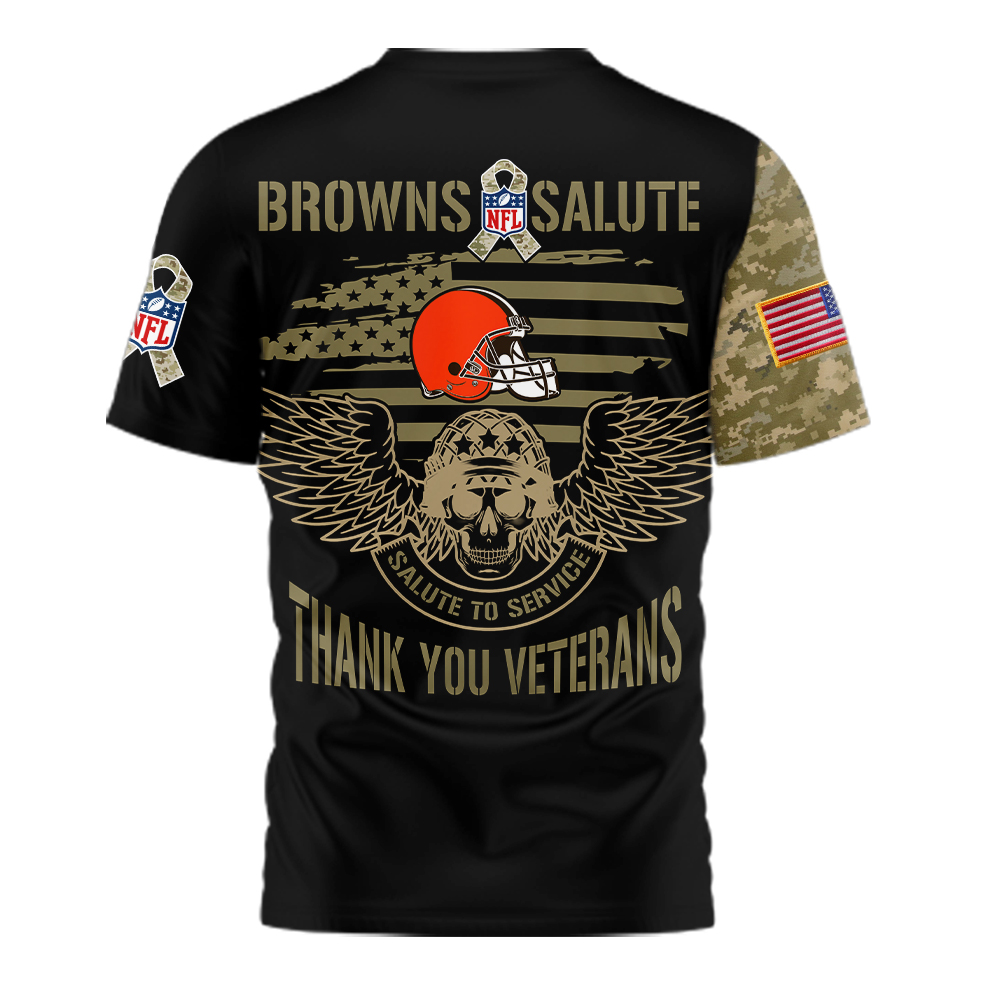 Cleveland Browns | Premium NFL Thank You Veterans 3D Shirt - Image 2