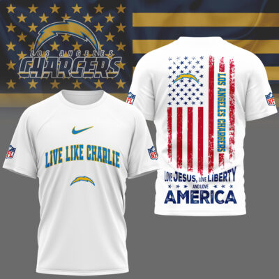 Los Angeles Chargers | Premium Live Like Charlie Patriotic 3D Shirt
