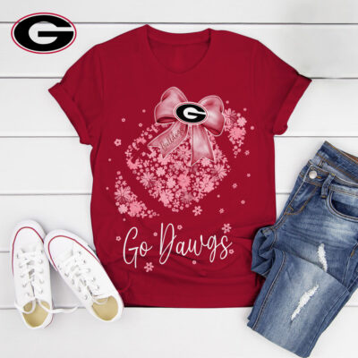 Georgia Bulldogs | Premium NCAA Flower Heart Bow Shirt