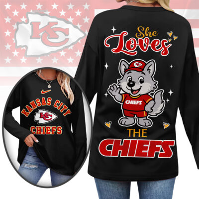 Kansas City Chiefs | Premium NFL Cute Mascot Long Sleeve Shirts for Women