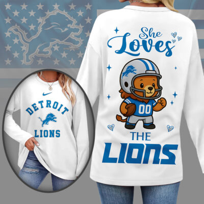 Detroit Lions | Premium NFL Cute Mascot Long Sleeve Shirts for Women