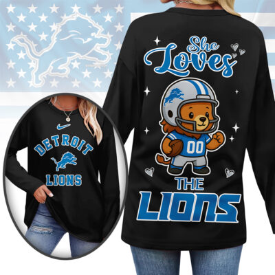 Detroit Lions | Premium NFL Cute Mascot Long Sleeve Shirts for Women