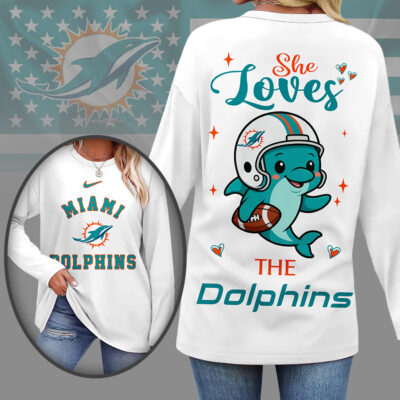 Miami Dolphins | Premium NFL Cute Mascot Long Sleeve Shirts for Women