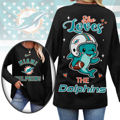Miami Dolphins | Premium NFL Cute Mascot Long Sleeve Shirts for Women