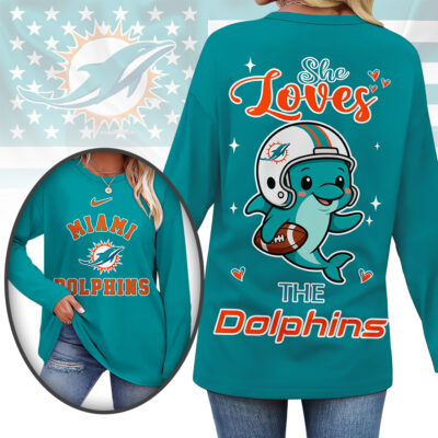Miami Dolphins | Premium NFL Cute Mascot Long Sleeve Shirts for Women
