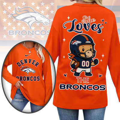 Denver Broncos | Premium NFL Cute Mascot Long Sleeve Shirts for Women