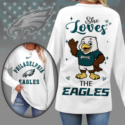 Philadelphia Eagles | Premium NFL Cute Mascot Long Sleeve Shirts for Women