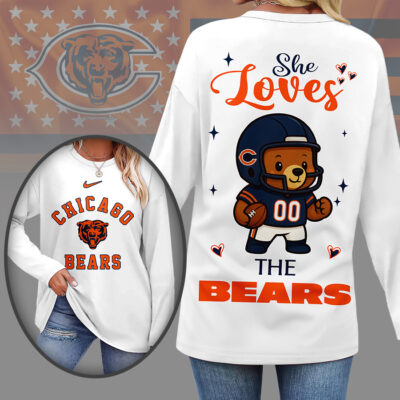 Chicago Bears | Premium NFL Cute Mascot Long Sleeve Shirts for Women