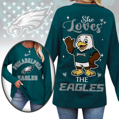 Philadelphia Eagles | Premium NFL Cute Mascot Long Sleeve Shirts for Women