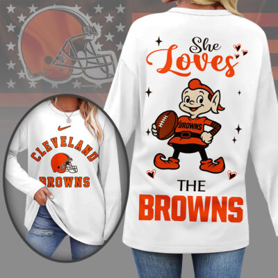 Cleveland Browns | Premium NFL Cute Mascot Long Sleeve Shirts for Women