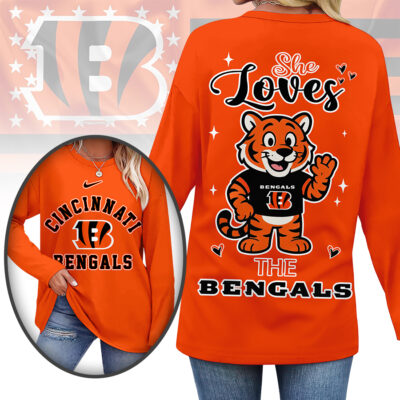 Cincinnati Bengals | Premium NFL Cute Mascot Long Sleeve Shirts for Women