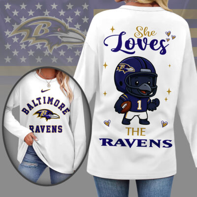 Baltimore Ravens | Premium NFL Cute Mascot Long Sleeve Shirts for Women
